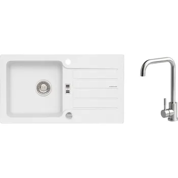 Granitový dřez Alveus SET ALVEUS NIAGARA 30/11 + BATERIE Angel - granitový bílý dřez 775 x 430 mm v setu s baterií