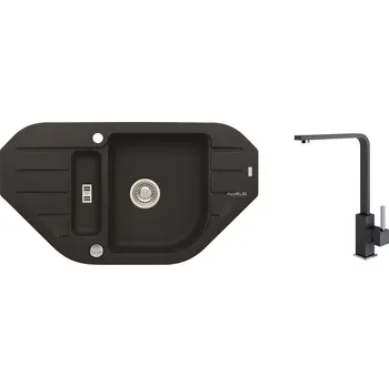 Granitový dřez Alveus SET ALVEUS NIAGARA 60/91 + BATERIE AFRA/91 - granitový černý dřez 900 x 500 mm v setu s baterií