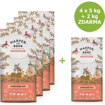 Krmivo pro kočku Harper and Bone Cat Sterilised divoké hory x 5 kg + 2 kg ZDARMA + Doprava ZDARMA
