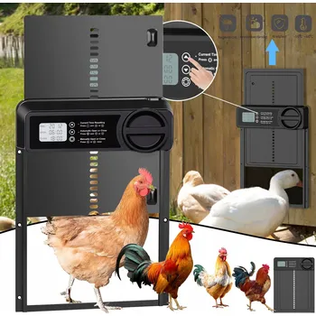 Automatická dvířka do kurníku časovač LCD displej hliníkový na baterie