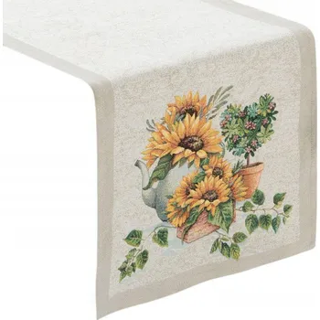 ubrus Béžový běhoun, odstíny zelené, odstíny žluté 100 x 40 cm