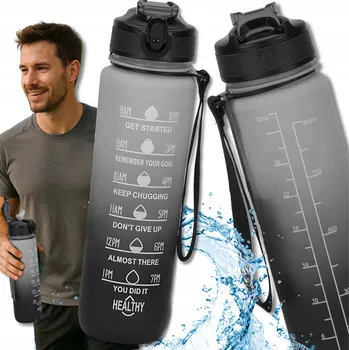 TRESSARI Motivační láhev na vodu, lahev na pití TRITAN s držadlem, 1000 ml, BPA FREE
