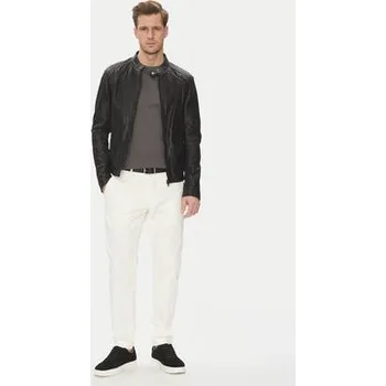 Pánská casual bunda Serge Pariente Kožená bunda Leni Černá Slim Fit XXL