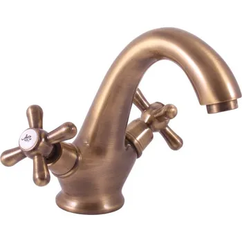 Vodovodní baterie RAV-SLEZÁK Slezák-RAV: Vodovodní baterie umyvadlová Morava Stará mosaz MK128.5SM č. 4 flexi hadice 1/2''