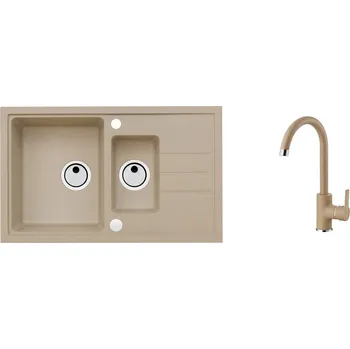 Granitový dřez Alveus SET ALVEUS INTERMEZZO 70-55 + BATERIE TONIA 55 obdélníkový granitový dřez 780 x 480 mm v setu s baterií