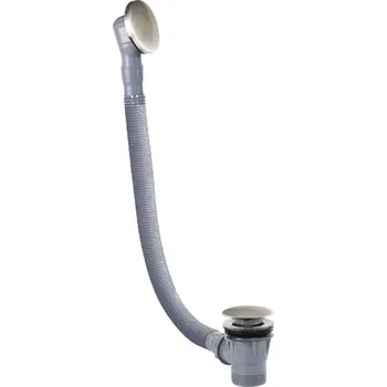 Sifon Tres 03453420AC Vanová odtoková souprava click clack, kartáčovaná nerez (ocel) - kovová zátka a přepad 68 cm (klik klak)