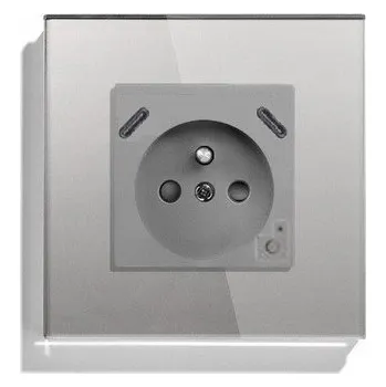 Elektrická zásuvka ELEKTRICKÁ ZÁSUVKA USB-C + USB-C WIFI CHYTRÁ ZÁSUVKA TUYA SKLENĚNÁ S MĚŘENÍM SPOTŘEBY ENERGIE 20W 3A QC