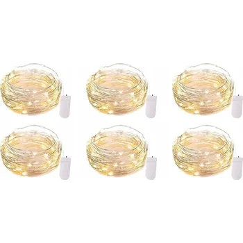 Vánoční dekorace 6X LED ŘETĚZ 2M TEPLÁ BÍLÁ 20 SVĚTEL DEKORACE NA STŮL OKNO PSACÍ STŮL