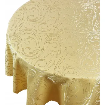 ubrus Ubrus Odolný proti Skvrnám Zlatý Elegantní Dekorativní na Stůl Kulatý prům. 120 cm