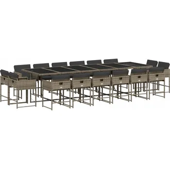 Zahradní sestava VidaXL 17dílná zahradní sedací souprava s polstry, šedá, PE ratan