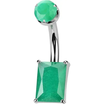 Piercing Šperky4U Piercing do pupíku obdélník - TITAN, Green Onyx - TIT1582