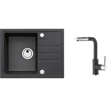 Granitový dřez SET ALVEUS INTERMEZZO 30/91 + BATERIE SIROS 91 obdélníkový granitový dřez 595 x 475 mm v setu s baterií