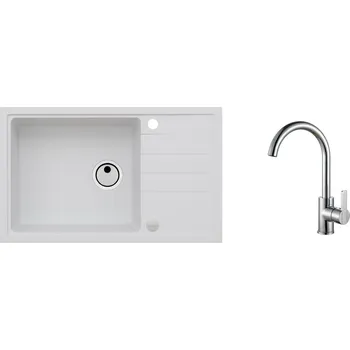 Granitový dřez Alveus SET ALVEUS INTERMEZZO 130/11+BATERIE TONIA Chrom obdélníkový granitový dřez 780 x 480 mm v setu s baterií