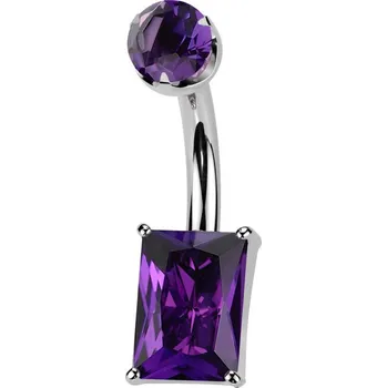Piercing Šperky4U Piercing do pupíku obdélník - TITAN, Amethyst - TIT1578