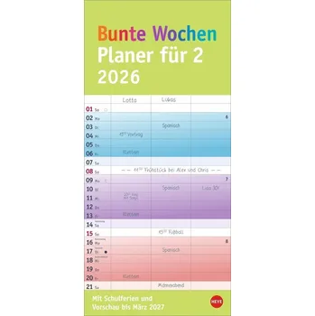 Bunte Wochen Planer für 2 2026 - Heye