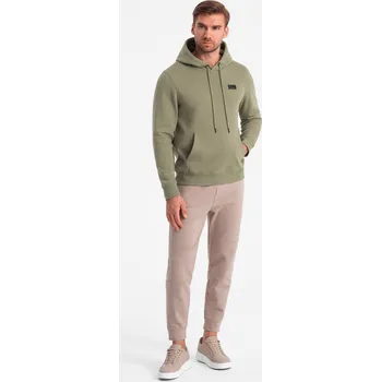 Pánská mikina Pánská klokaní mikina s kapucí a kovovým špendlíkem - olivová V2 OM-SSNZ-0141 - S
