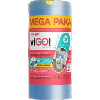 Pytle na odpadky ViGO! Eko LD pytle na odpad s modrou stahovací páskou, vůně levandule, 35 l, 45 ks