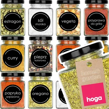 Dóza na potraviny 12x SKLENĚNÁ ZAVAŘOVACÍ SKLENICE ČTVERCOVÁ UZAVÍRATELNÁ NÁDOBA NA POTRAVINY 140ml + ETIKETY