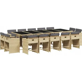 Zahradní sestava Ratanová zahradní souprava VidaXL, šedá, 15 dílů