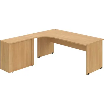 Kancelářský vozík HOBIS kancelářský stůl pracovní, sestava pravá - GE 1800 HR P, dub + doprava zdarma