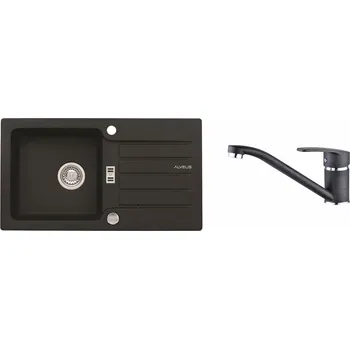 Granitový dřez Alveus SET ALVEUS NIAGARA 30/91 + BATERIE NINA/91 - granitový černý dřez 775 x 430 mm v setu s baterií