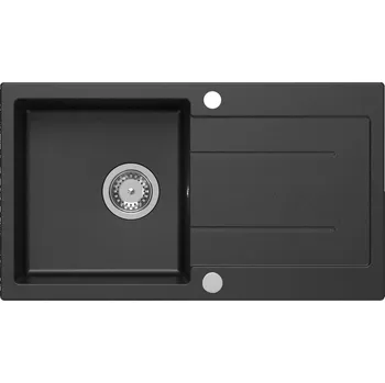 Granitový dřez SAMONA Granitový vestavný dřez s odkapem, 77x44cm, černá