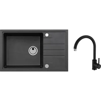 Granitový dřez SET ALVEUS INTERMEZZO 130/91 + BATERIE ROXA 91 obdélníkový granitový dřez 595 x 475 mm v setu s baterií