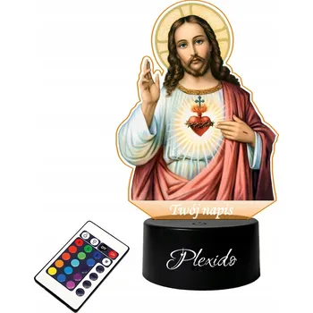 Lampička LAMPIČKA na SKLE S Potiskem Ježíš Náboženský 3D LED RGB + DÁLKOVÝ OVLADAČ 16 BAREV