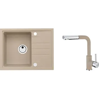 Granitový dřez SET ALVEUS INTERMEZZO 30/55 + BATERIE SIROS 55 obdélníkový granitový dřez 595 x 475 mm v setu s baterií