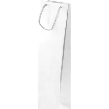 Dárková taška Bílá papírová taška na víno 11x9x40 cm PRESTIGE provázkové ucho 10 ks
