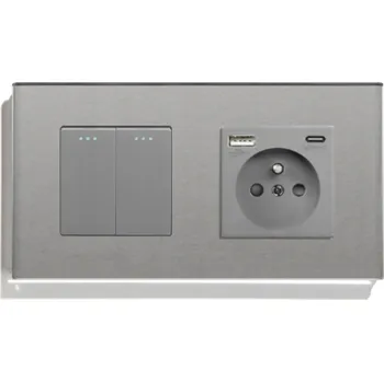 Elektrická zásuvka KLASICKÝ DVOJITÝ VYPÍNAČ 2K SCHODIŠŤOVÝ SKLENĚNÝ ZÁSUVKA USB A+C QC 20W