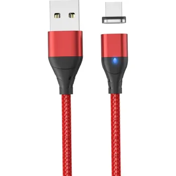 Datový kabel Magnetický rychlonabíjecí USB A na Micro USB kabel 1 m 3A silný magnet LED indikátor datový a napájecí kabel magnetická zástrčka červená