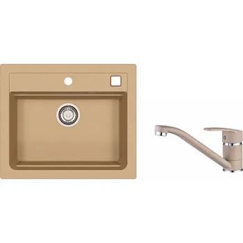 SET ALVEUS ATROX 30/55 + BATERIE NINA 55 - obdélníkový granitový béžový dřez 590x500x200 mm v setu s baterií