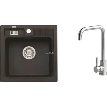 Granitový dřez Alveus SET ALVEUS NIAGARA 20/91 + BATERIE Angel - černý granitový dřez 465 x 465 mm v setu s baterií