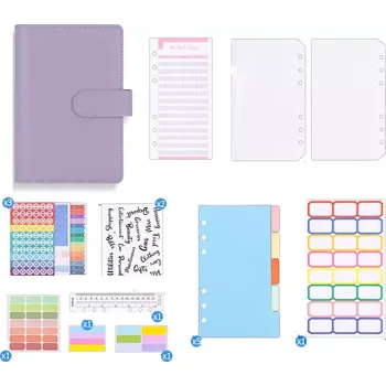 Diář Pořadač s kroužky s 6 fóliemi+listy+nálepky A6 Fialový