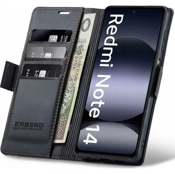 Pouzdro na mobilní telefon Flipové pouzdro Erbord pro Xiaomi Redmi Note 14 5G černé