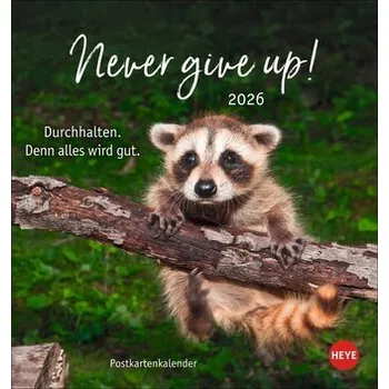 Osobní rozvoj Never give up! Postkartenkalender 2026 - Durchhalten. Denn alles wird gut. - Heye