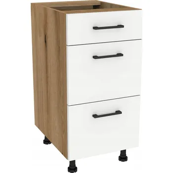 Komoda Kuchyňská skříňka se zásuvkami 40 CAPRI Dub Evoke, čelo Bílá Matná