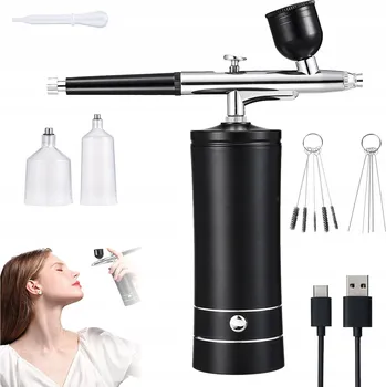 Stříkací pistole Airbrush pro make-up, vysokotlaký rozprašovač s měřičem vstřikování kyslíku