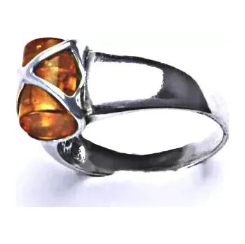 Prsten Stříbrný prsten přírodní jantar (Stříbrný prsten s jantarem 10x6 mm)
