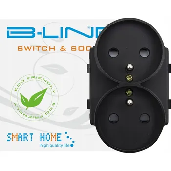 Elektrická zásuvka Elektrická zásuvka B-line dvojitá černá s uzemněním