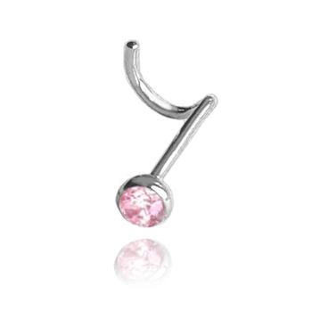 Náušnice 2337 MINET Stříbrný piercing do nosu s růžovým zirkonem