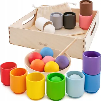 Dřevěná hračka Montessori dřevěná hračka "Balls in cups big" pro nejmenší