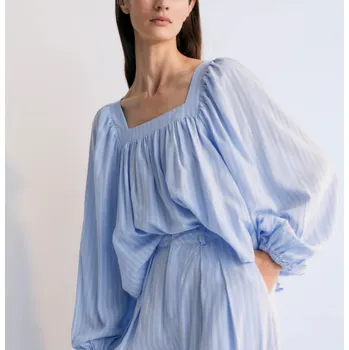 Dámská halenka THE NEW SOCIETY Dámská halenka Symi - Powder Blue Velikost: M