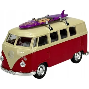 autíčko WELLY OLD TIMER 1963 VW VOLKSWAGEN TRANSPORTER T1 BUS BÍLO-ČERVENÝ 1:34