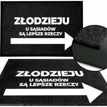 Obraz Vstupní rohožka černá HIT NÁPIS ZLODĚJI – U SOUSEDŮ! VZOR