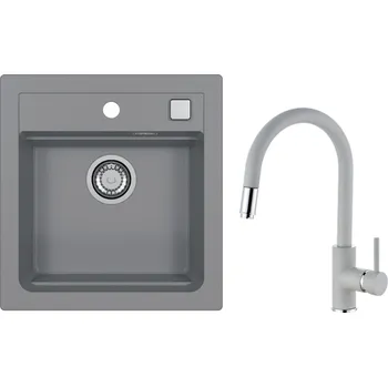 SET ALVEUS ATROX 20/81 + BATERIE DELOS 81 - obdélníkový granitový beton dřez 470x500x200 mm v setu s baterií