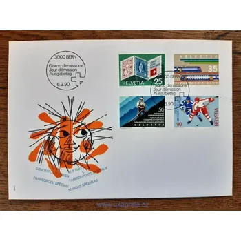 Poštovní známka ŠVÝCARSKO FDC 1409/12 výročí, r. 1990