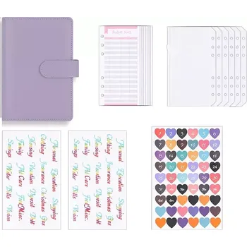 Diář Pořadač s kroužky s 5 fóliemi+listy+nálepky A6 Love Fialový