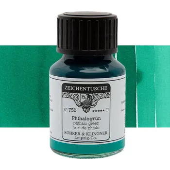 Tuš Rohrer & Klingner Zeichentusche 50 ml - Phthalo Green